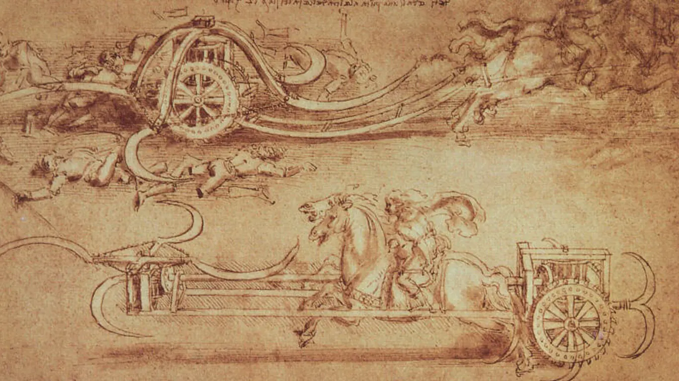 Válečný vůz Leonarda da Vinci.