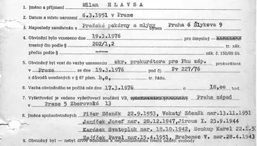 Příkaz k vazbě – Milan Hlavsa (1974)